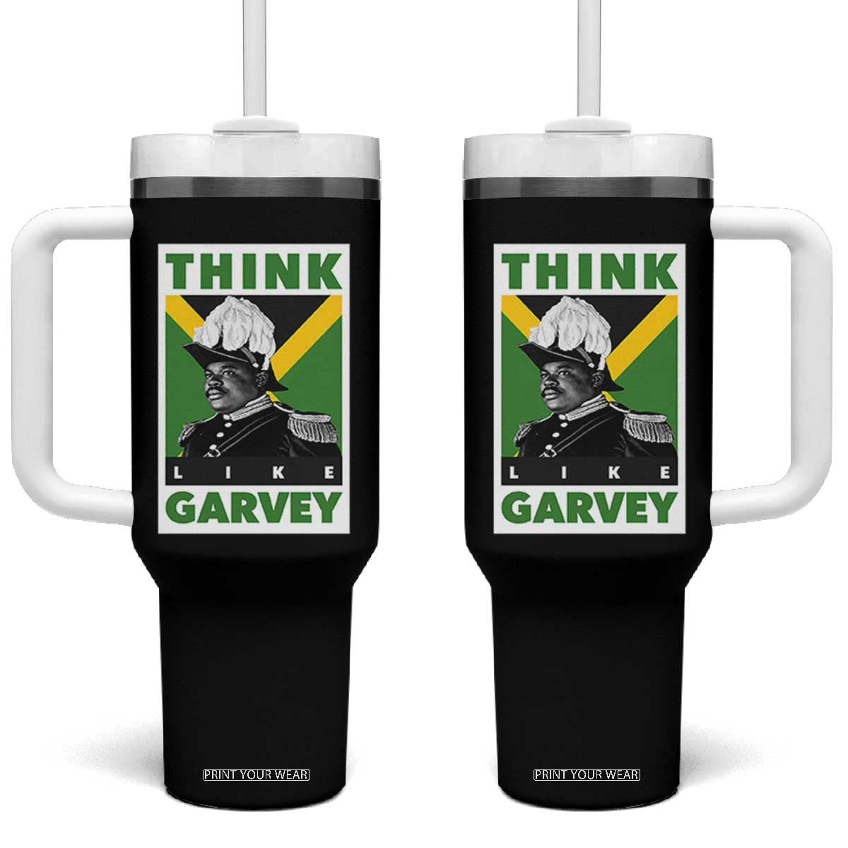 Pan Africanism Think Like Garvey Tumbler With Handle Marcus Garvey Jamaica Flag TS12 One Size: 40 oz Black Print Your Wear