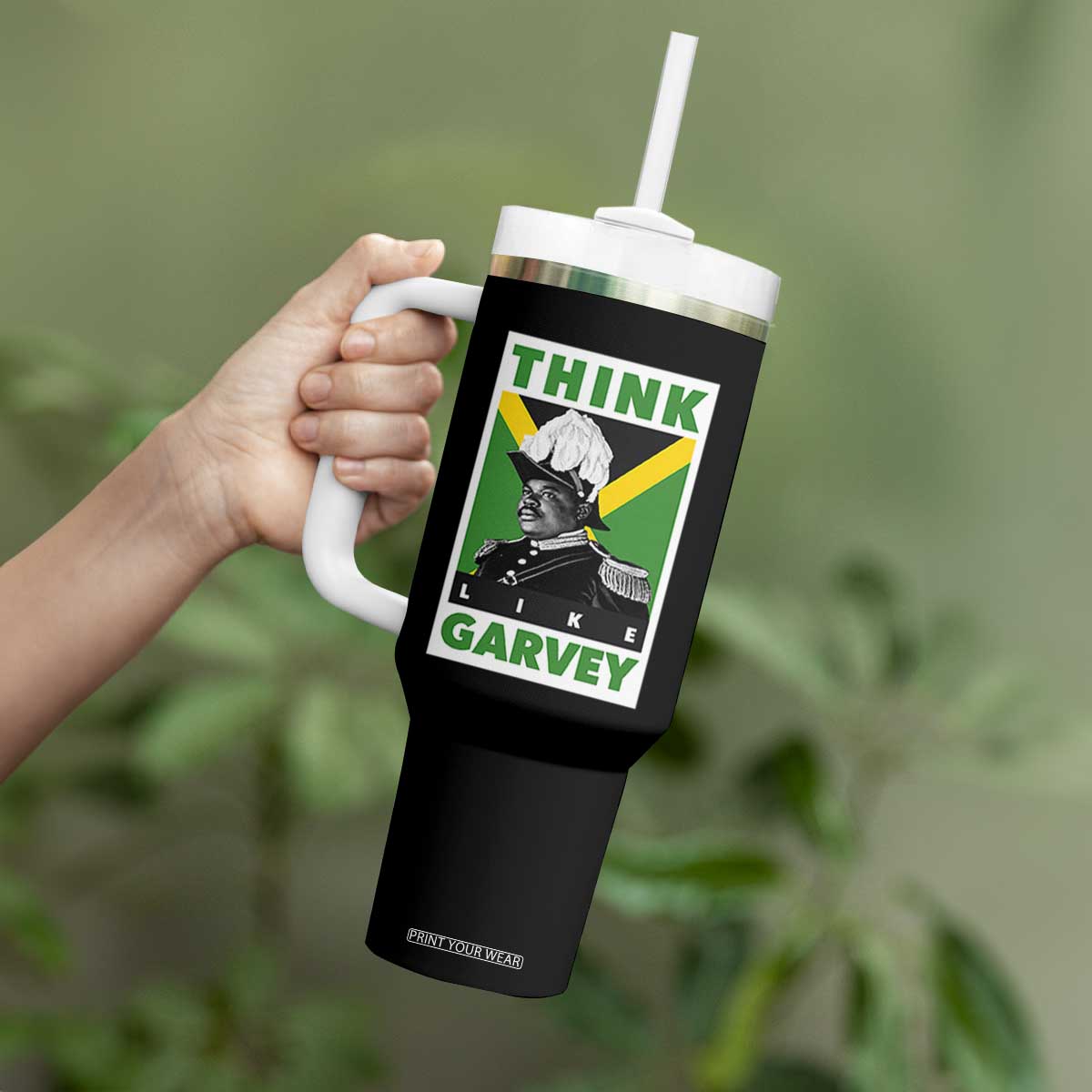 Pan Africanism Think Like Garvey Tumbler With Handle Marcus Garvey Jamaica Flag TS12 Print Your Wear