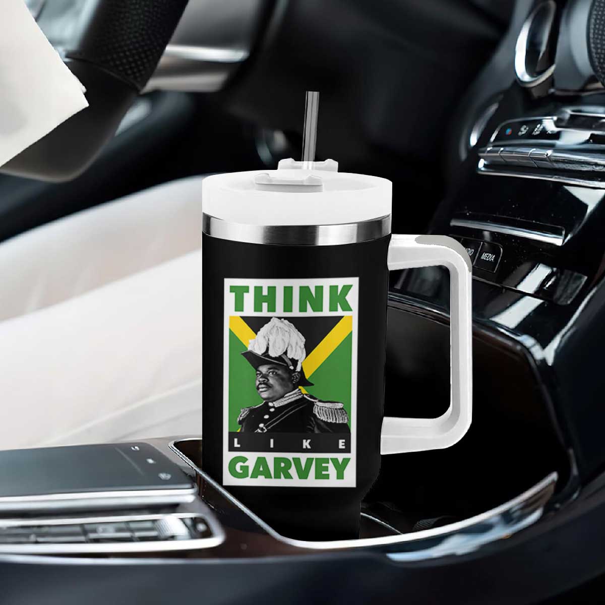 Pan Africanism Think Like Garvey Tumbler With Handle Marcus Garvey Jamaica Flag TS12 Print Your Wear