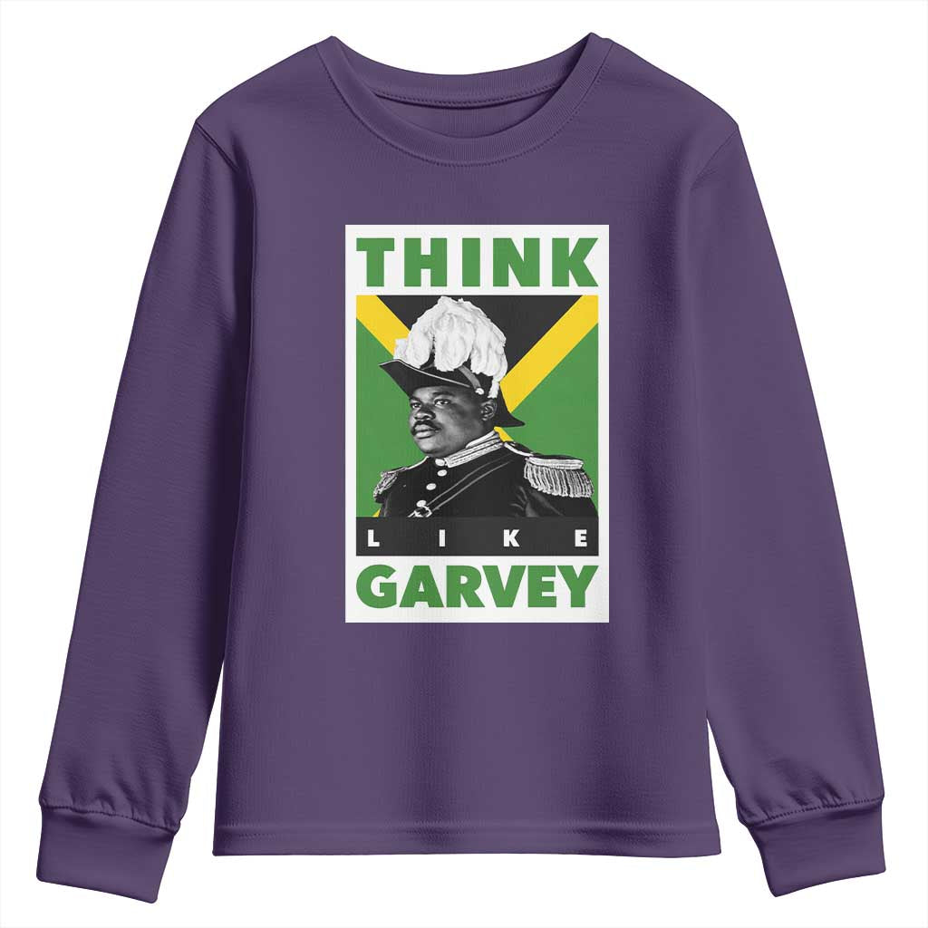 Pan Africanism Think Like Garvey Youth Sweatshirt Marcus Garvey Jamaica Flag TS12 Purple Print Your Wear