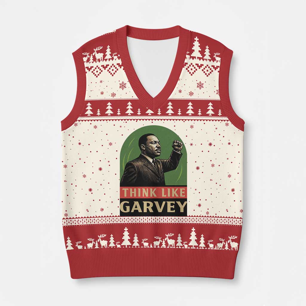 Think Like Garvey V-Neck Knit Sweater Vest Civil Rights Leader Gift TS12 Beige Red Print Your Wear