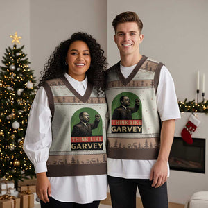 Think Like Garvey V-Neck Knit Sweater Vest Civil Rights Leader Gift TS12 Mocha Mousse Print Your Wear