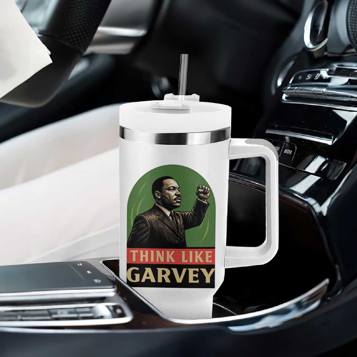 Think Like Garvey Tumbler With Handle Civil Rights Leader Gift TS12 Print Your Wear