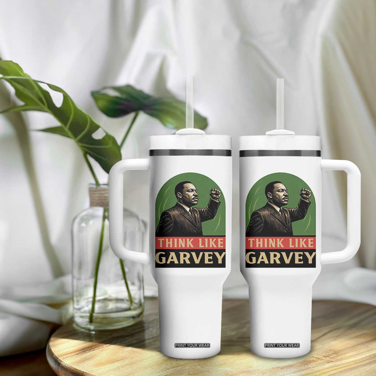 Think Like Garvey Tumbler With Handle Civil Rights Leader Gift TS12 Print Your Wear