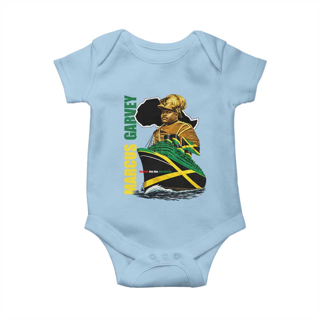 Marcus Garvey Jamaica Pride Baby Onesie One God One Aim One Destiny TS12 Light Blue Print Your Wear