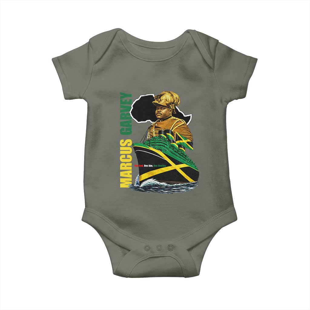 Marcus Garvey Jamaica Pride Baby Onesie One God One Aim One Destiny TS12 Military Green Print Your Wear