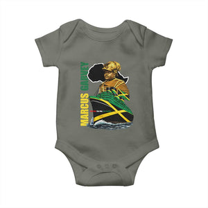 Marcus Garvey Jamaica Pride Baby Onesie One God One Aim One Destiny TS12 Military Green Print Your Wear