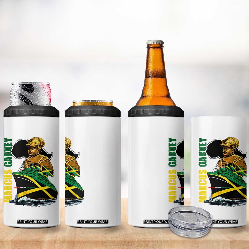 Marcus Garvey Jamaica Pride 4 in 1 Can Cooler Tumbler One God One Aim One Destiny TS12 Print Your Wear