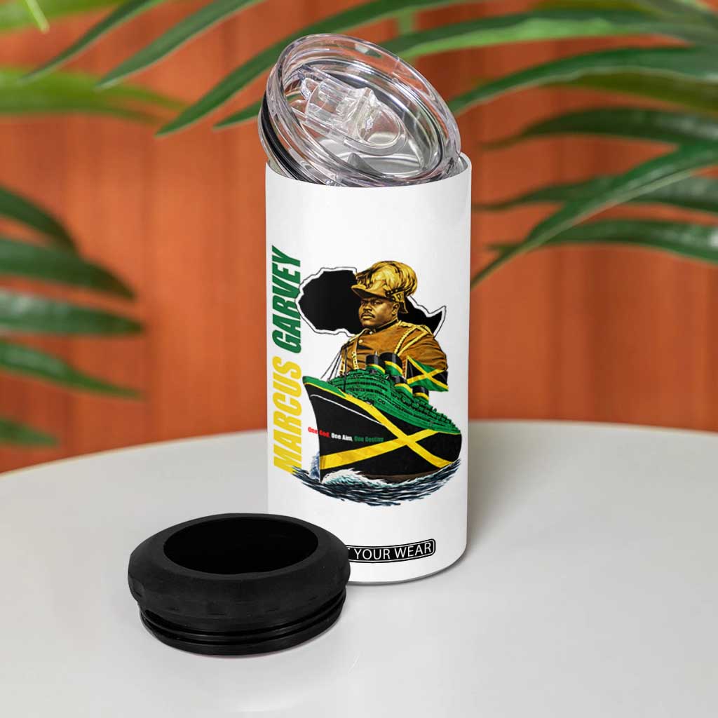 Marcus Garvey Jamaica Pride 4 in 1 Can Cooler Tumbler One God One Aim One Destiny TS12 Print Your Wear