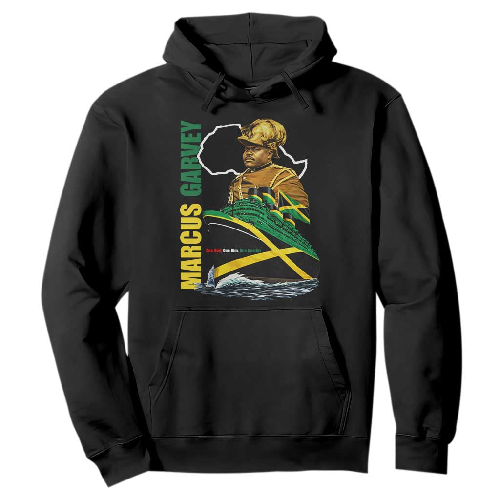 Marcus Garvey Jamaica Pride Hoodie One God One Aim One Destiny TS12 Black Print Your Wear