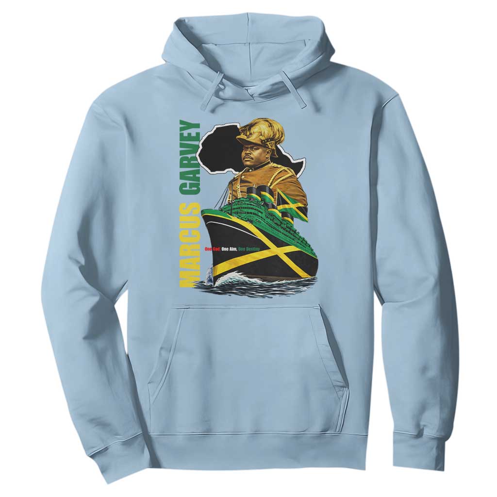 Marcus Garvey Jamaica Pride Hoodie One God One Aim One Destiny TS12 Light Blue Print Your Wear