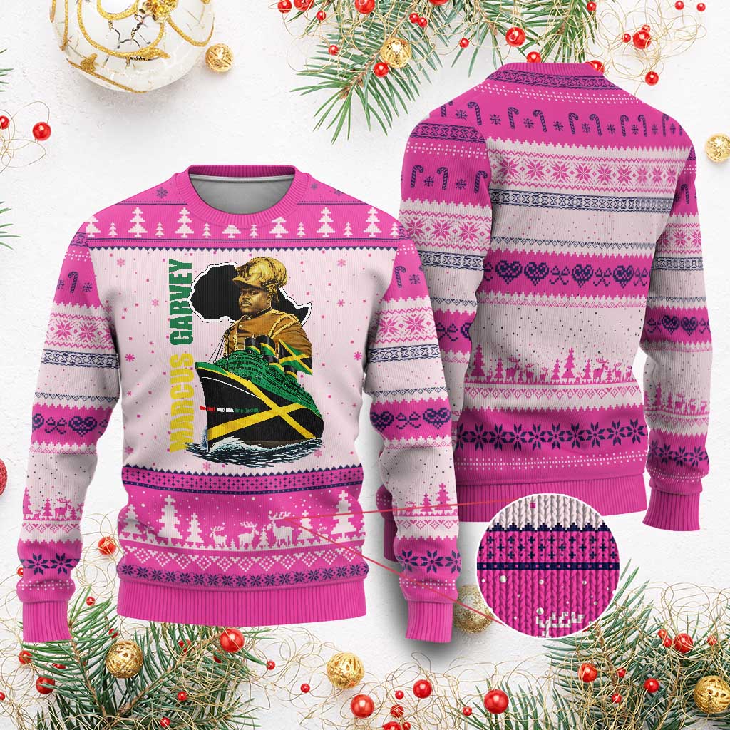 Marcus Garvey Jamaica Pride Ugly Christmas Sweater One God One Aim One Destiny TS12 Hot Pink Print Your Wear