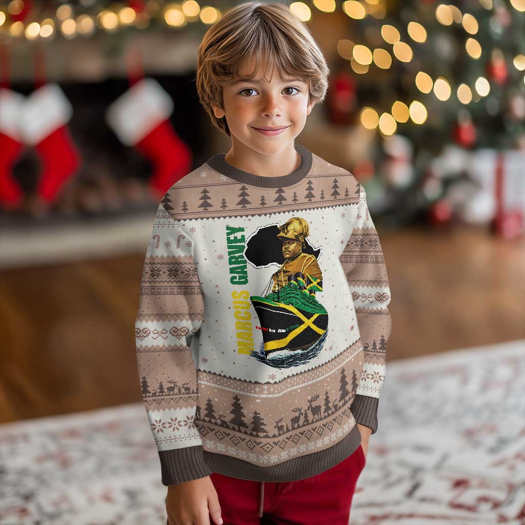 Marcus Garvey Jamaica Pride Ugly Christmas Sweater One God One Aim One Destiny TS12 Mocha Mousse Print Your Wear
