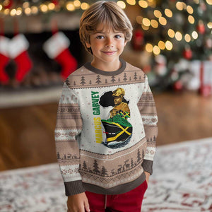 Marcus Garvey Jamaica Pride Ugly Christmas Sweater One God One Aim One Destiny TS12 Mocha Mousse Print Your Wear