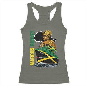 Marcus Garvey Jamaica Pride Racerback Tank Top One God One Aim One Destiny TS12 Military Green Print Your Wear