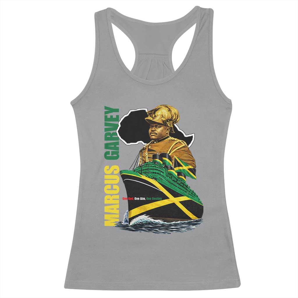 Marcus Garvey Jamaica Pride Racerback Tank Top One God One Aim One Destiny TS12 Sport Gray Print Your Wear