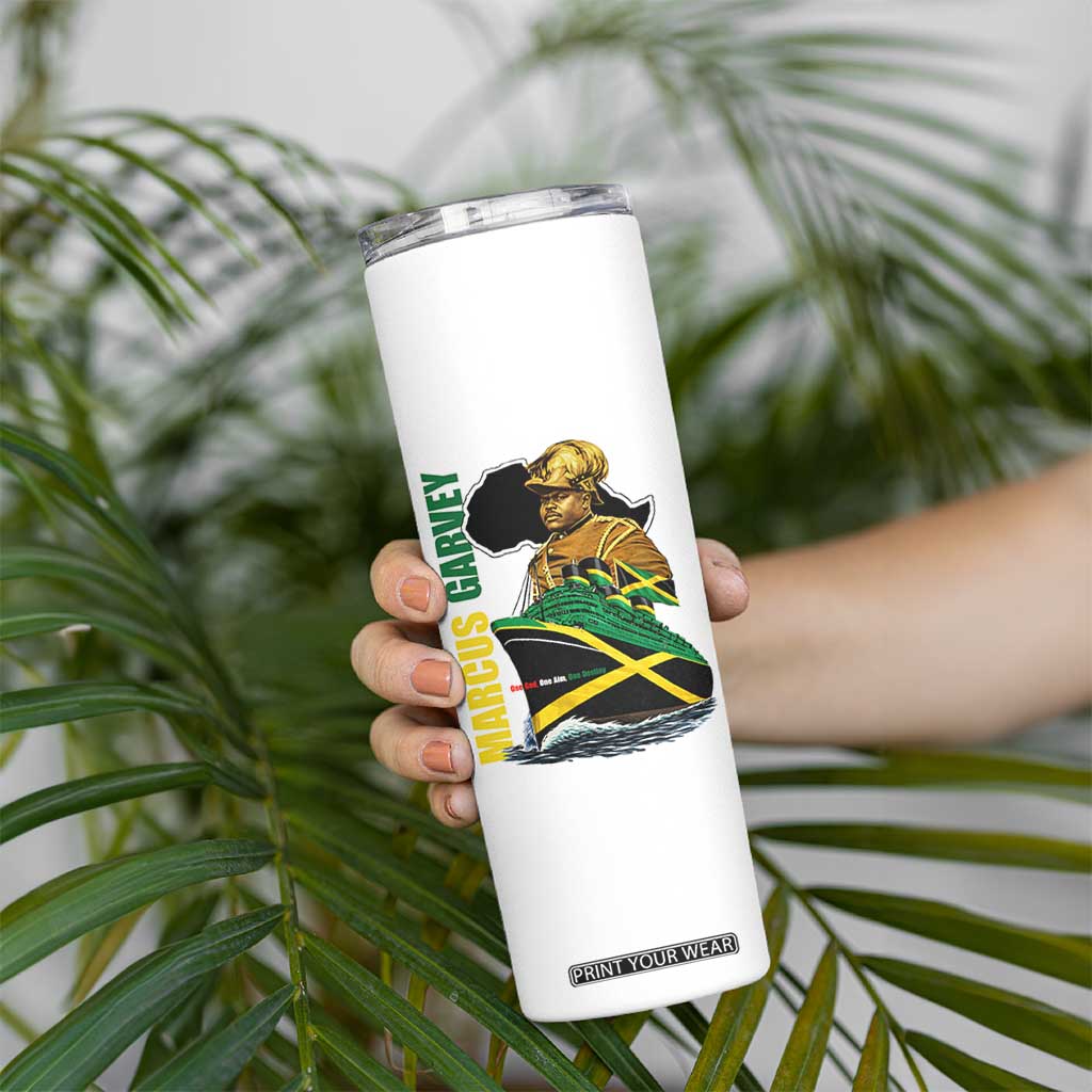 Marcus Garvey Jamaica Pride Skinny Tumbler One God One Aim One Destiny TS12 Print Your Wear