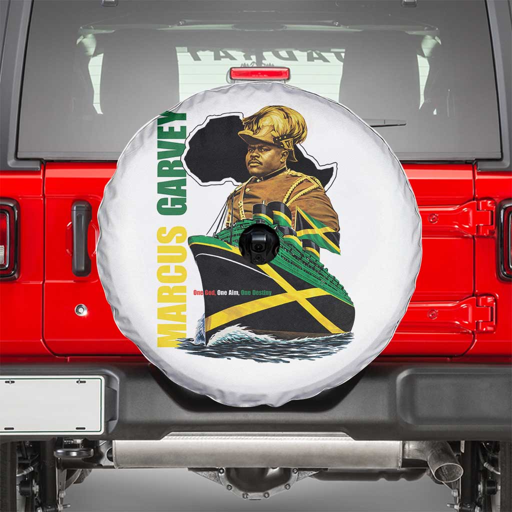 Marcus Garvey Jamaica Pride Spare Tire Cover One God One Aim One Destiny TS12 White Print Your Wear