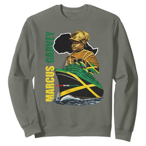 Marcus Garvey Jamaica Pride Sweatshirt One God One Aim One Destiny TS12 Military Green Print Your Wear