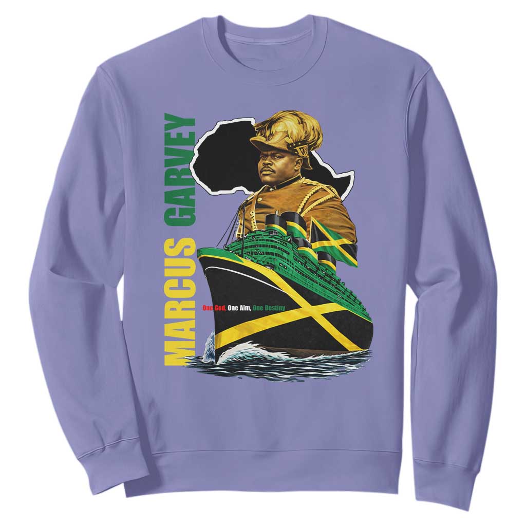 Marcus Garvey Jamaica Pride Sweatshirt One God One Aim One Destiny TS12 Violet Print Your Wear