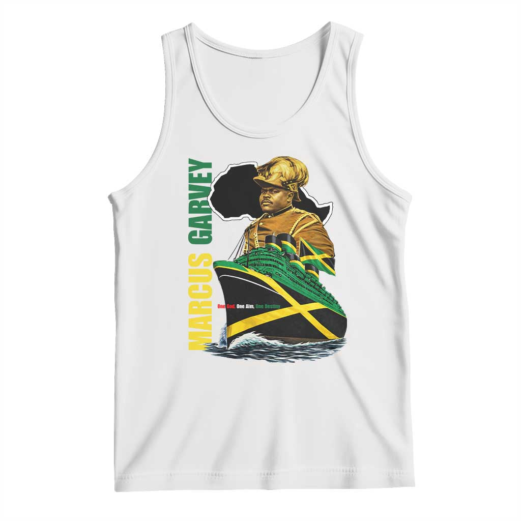 Marcus Garvey Jamaica Pride Tank Top One God One Aim One Destiny TS12 White Print Your Wear