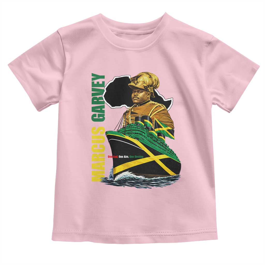 Marcus Garvey Jamaica Pride Toddler T Shirt One God One Aim One Destiny TS12 Light Pink Print Your Wear