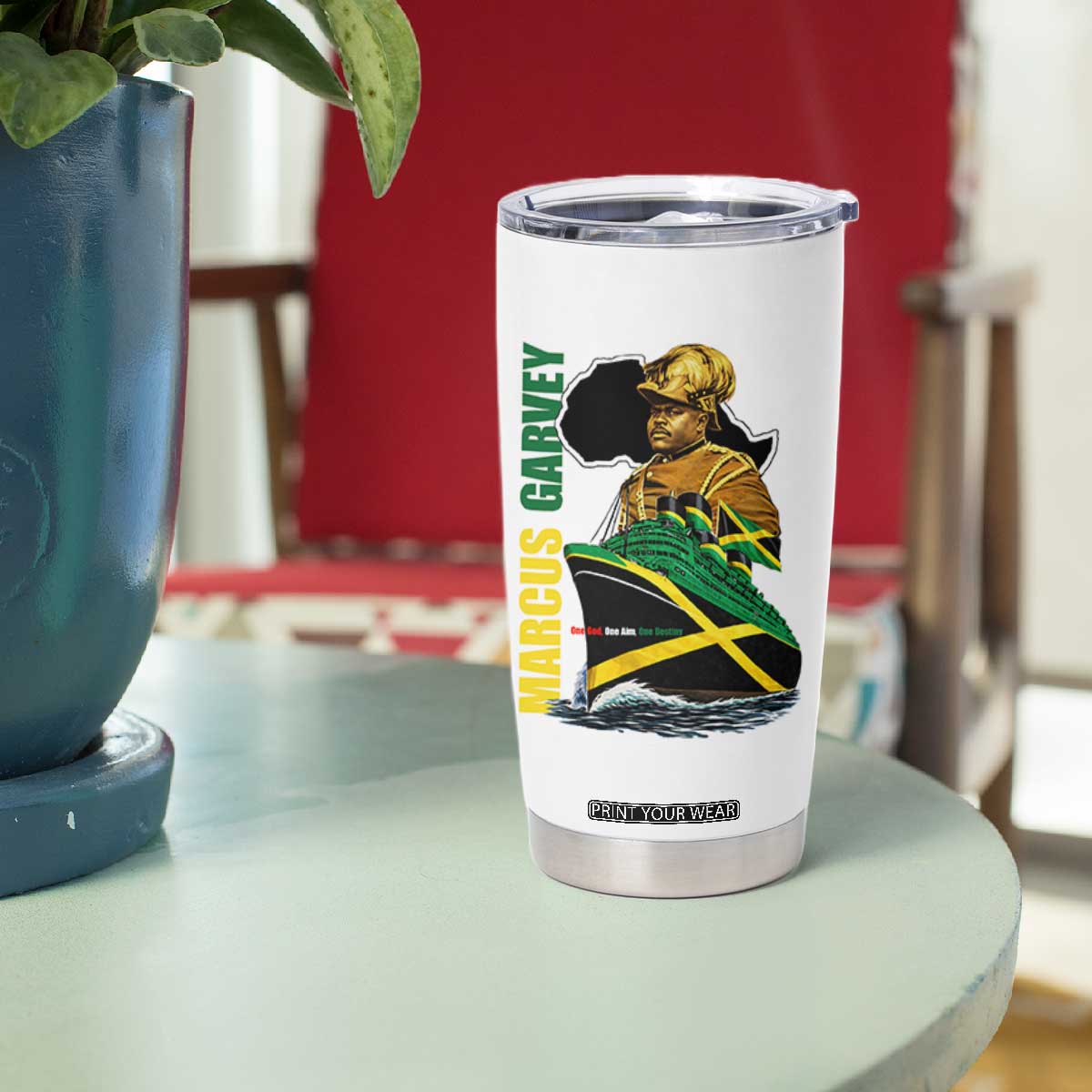 Marcus Garvey Jamaica Pride Tumbler Cup One God One Aim One Destiny TS12 Print Your Wear