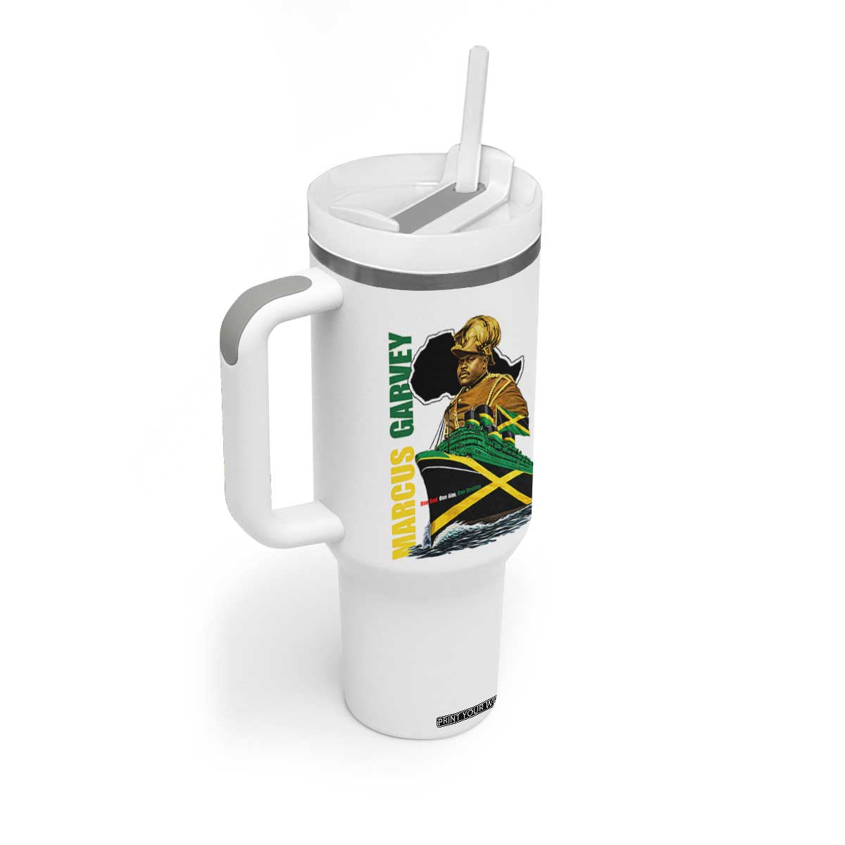 Marcus Garvey Jamaica Pride Tumbler With Handle One God One Aim One Destiny TS12 Print Your Wear