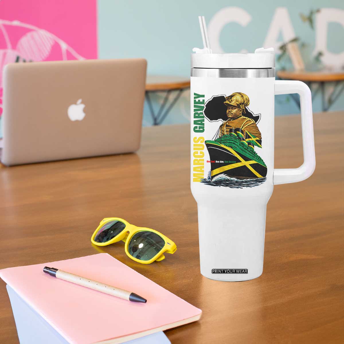 Marcus Garvey Jamaica Pride Tumbler With Handle One God One Aim One Destiny TS12 Print Your Wear