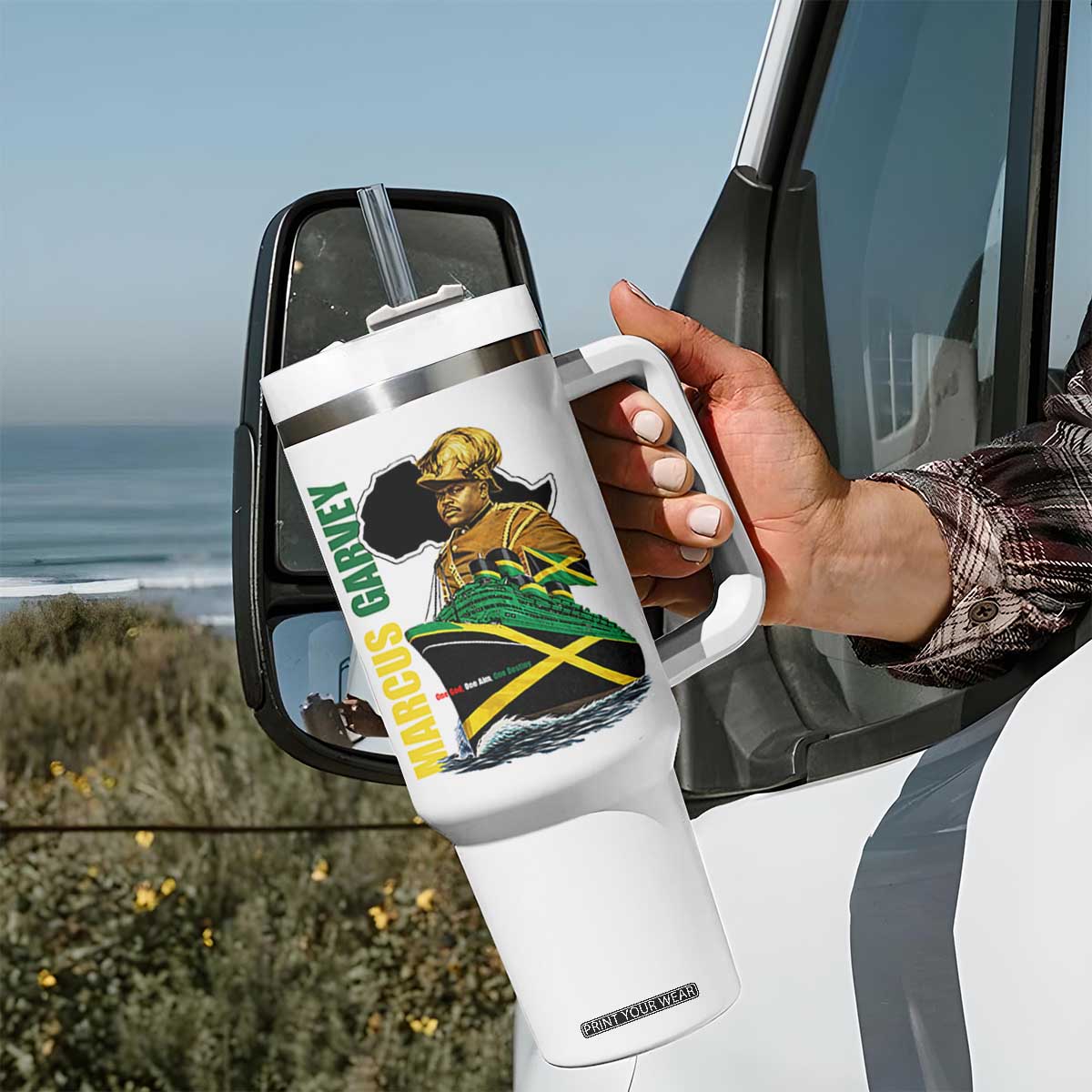 Marcus Garvey Jamaica Pride Tumbler With Handle One God One Aim One Destiny TS12 Print Your Wear