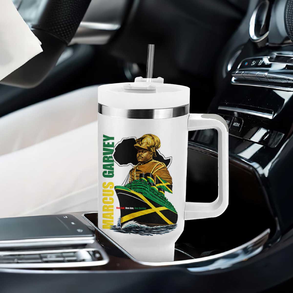 Marcus Garvey Jamaica Pride Tumbler With Handle One God One Aim One Destiny TS12 Print Your Wear