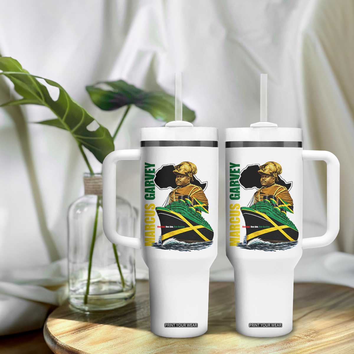 Marcus Garvey Jamaica Pride Tumbler With Handle One God One Aim One Destiny TS12 Print Your Wear