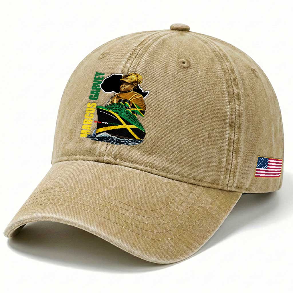Marcus Garvey Jamaica Pride Washed Cotton Baseball Cap One God One Aim One Destiny TS12 Print Your Wear