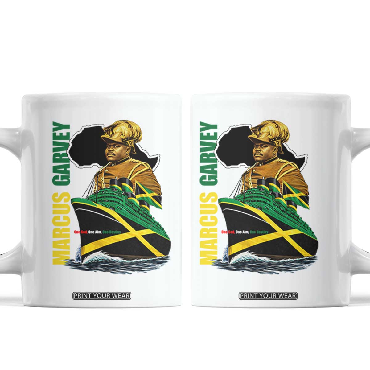 Marcus Garvey Jamaica Pride Coffee Mug One God One Aim One Destiny TS12 White Print Your Wear