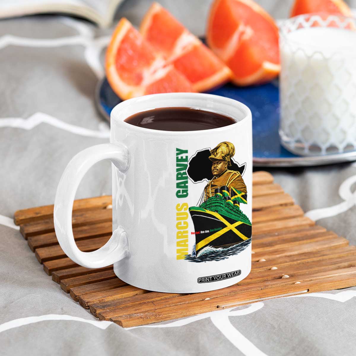 Marcus Garvey Jamaica Pride Coffee Mug One God One Aim One Destiny TS12 Print Your Wear