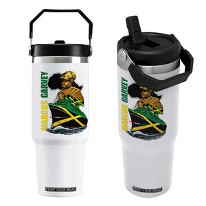 Marcus Garvey Jamaica Pride Flip Straw Tumbler One God One Aim One Destiny TS12 One Size: 30 oz White Print Your Wear