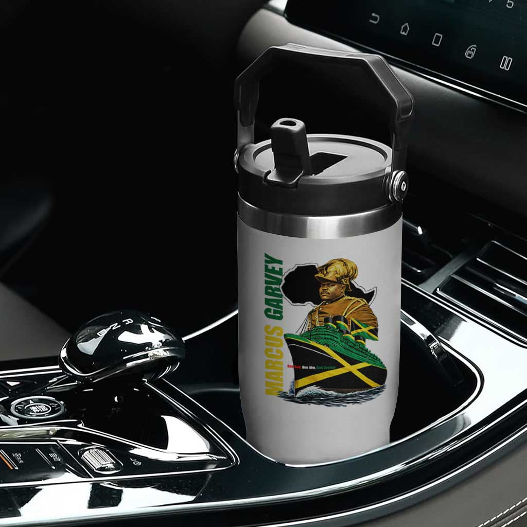 Marcus Garvey Jamaica Pride Flip Straw Tumbler One God One Aim One Destiny TS12 Print Your Wear