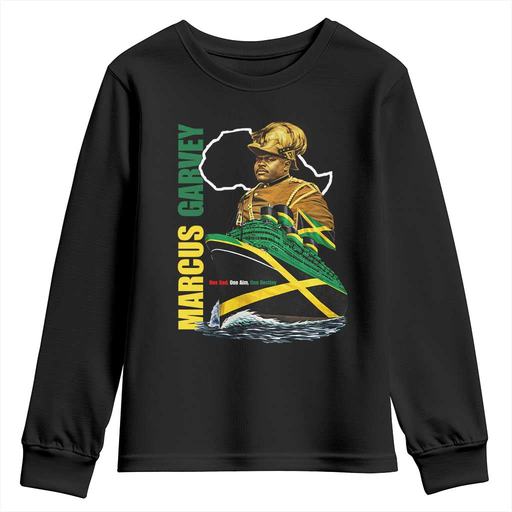 Marcus Garvey Jamaica Pride Youth Sweatshirt One God One Aim One Destiny TS12 Black Print Your Wear