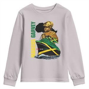 Marcus Garvey Jamaica Pride Youth Sweatshirt One God One Aim One Destiny TS12 Ice Gray Print Your Wear