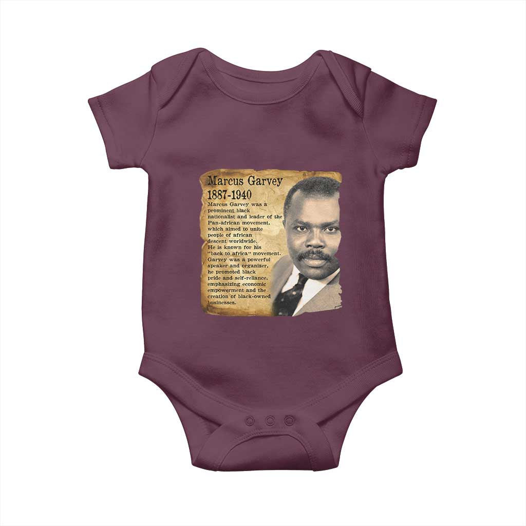Marcus Garvey Baby Onesie Strong Black History Leader TS12 Maroon Print Your Wear