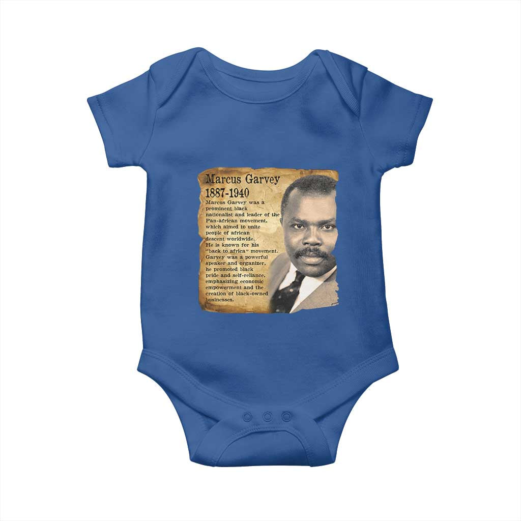 Marcus Garvey Baby Onesie Strong Black History Leader TS12 Royal Blue Print Your Wear