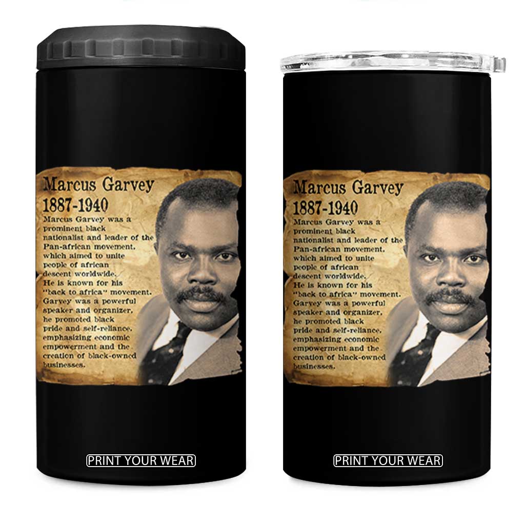 Marcus Garvey 4 in 1 Can Cooler Tumbler Strong Black History Leader TS12 One Size: 16 oz Black Print Your Wear