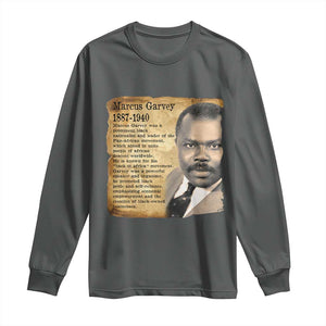Marcus Garvey Long Sleeve Shirt Strong Black History Leader TS12 Dark Heather Print Your Wear