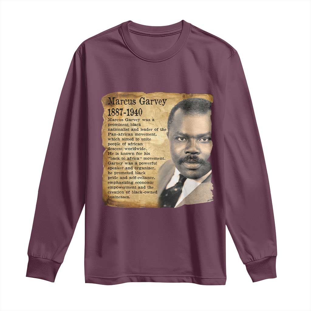 Marcus Garvey Long Sleeve Shirt Strong Black History Leader TS12 Maroon Print Your Wear