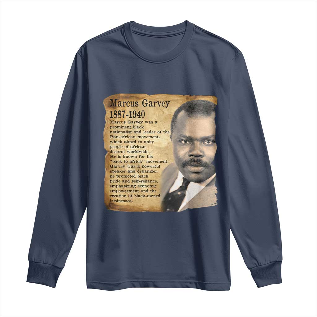 Marcus Garvey Long Sleeve Shirt Strong Black History Leader TS12 Navy Print Your Wear