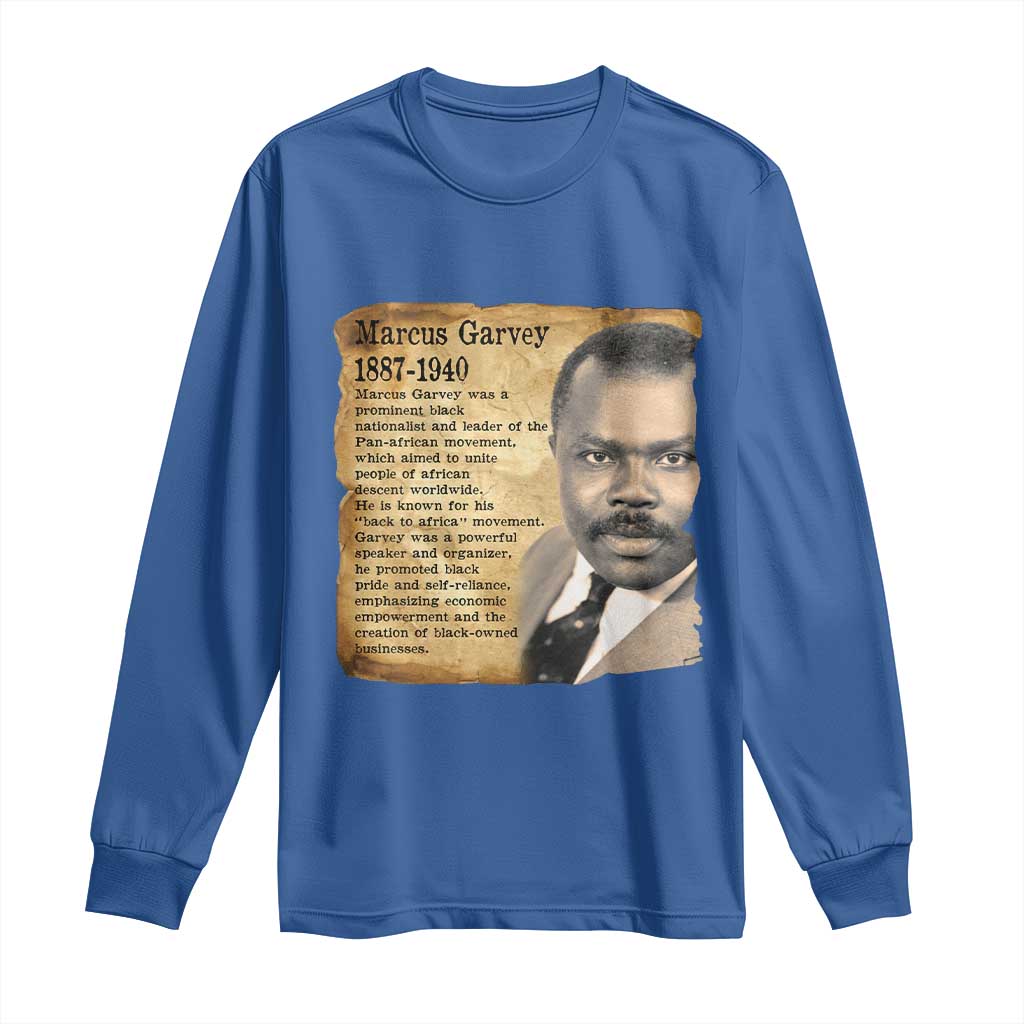 Marcus Garvey Long Sleeve Shirt Strong Black History Leader TS12 Royal Blue Print Your Wear