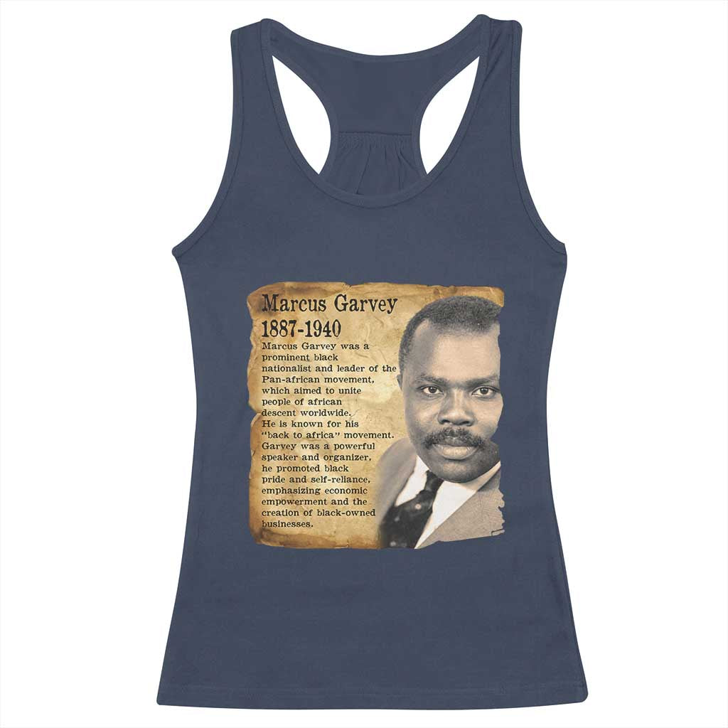 Marcus Garvey Racerback Tank Top Strong Black History Leader TS12 Navy Print Your Wear