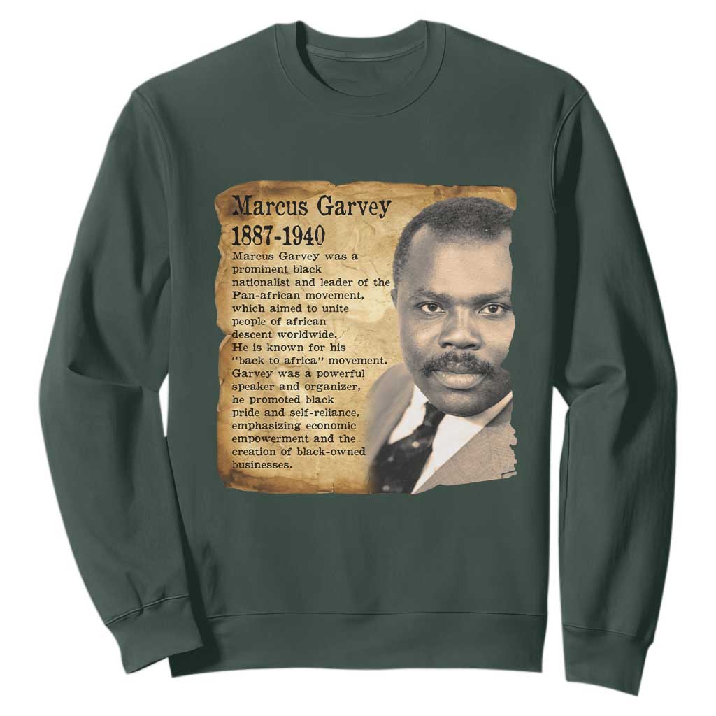 Marcus Garvey Sweatshirt Strong Black History Leader TS12 Dark Forest Green Print Your Wear