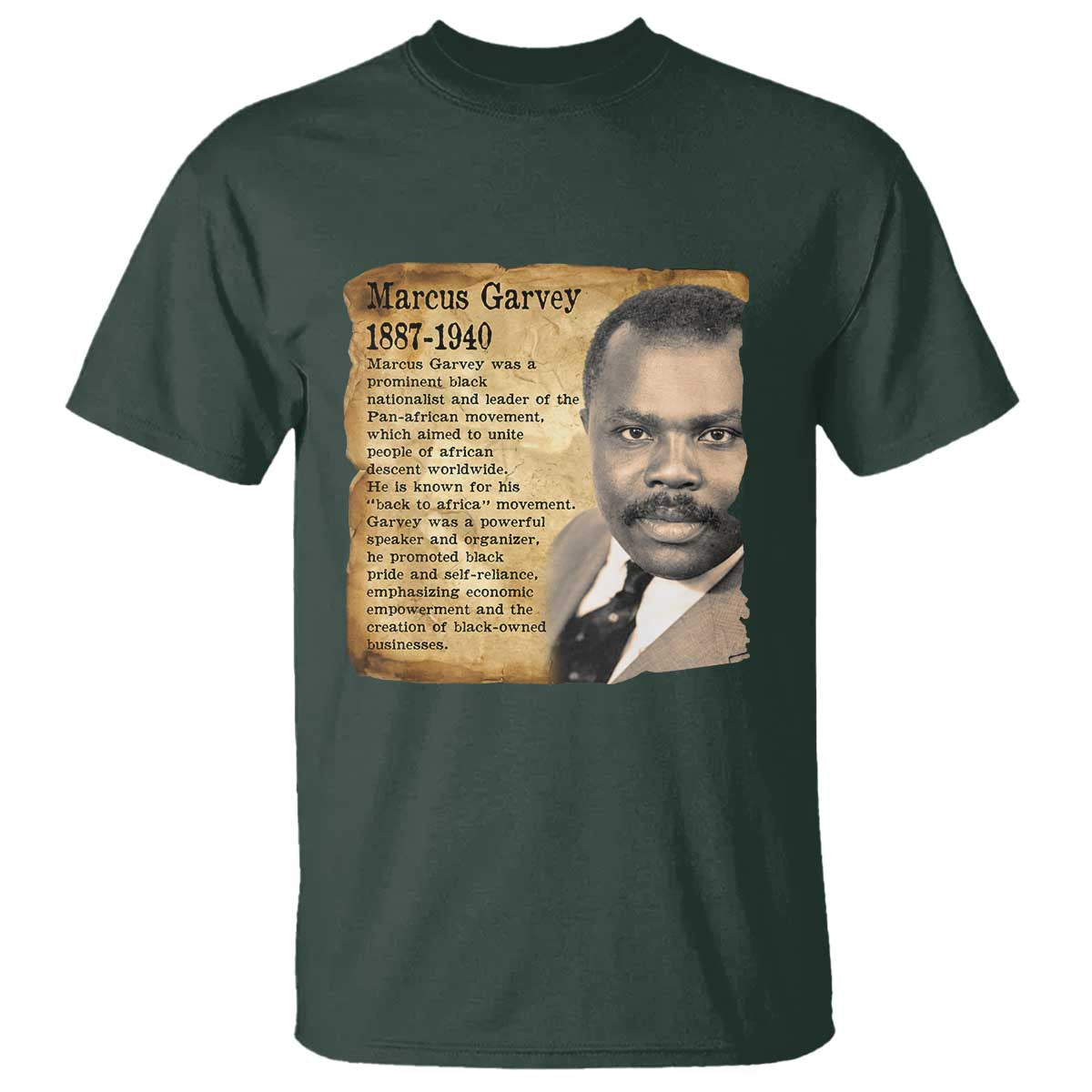 Marcus Garvey T Shirt Strong Black History Leader TS12 Dark Forest Green Print Your Wear
