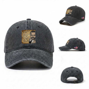 Marcus Garvey Washed Cotton Baseball Cap Strong Black History Leader TS12 Washed Cap Universal Fit Dark Gray Print Your Wear
